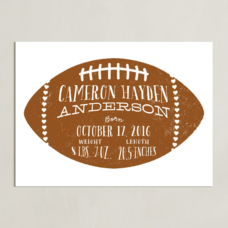 "Football Stats" - Personalized Art Print in Leather by Laura Bolter - Unframed