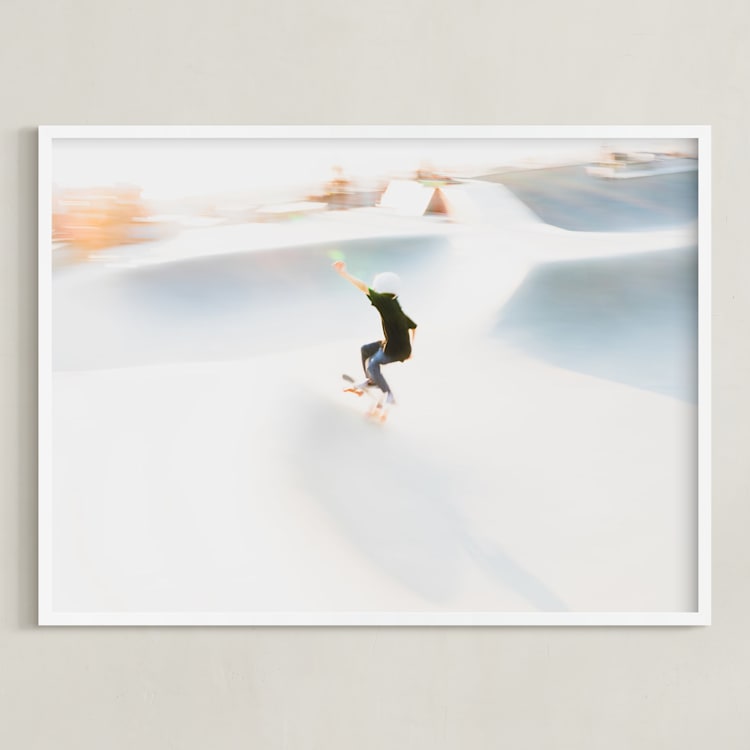 "Free" - Art Print in Sky Blue by Mike Sunu - Framed