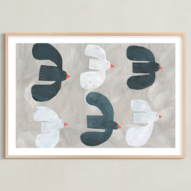 "Soar" - Art Print in Driftwood Taupe by Alicia Abla - Framed