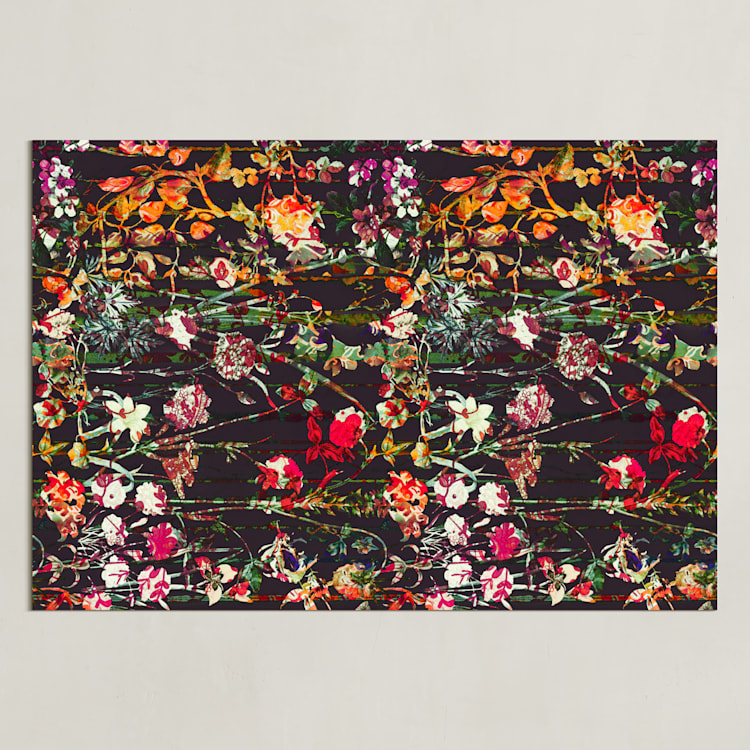 "Painted midnight garden" - Art Print in Crimson by Teo - Unframed