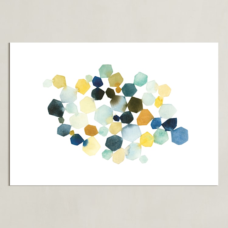 "Hexagon Cluster II" - Art Print in Yellow by Yao Cheng Design - Unframed