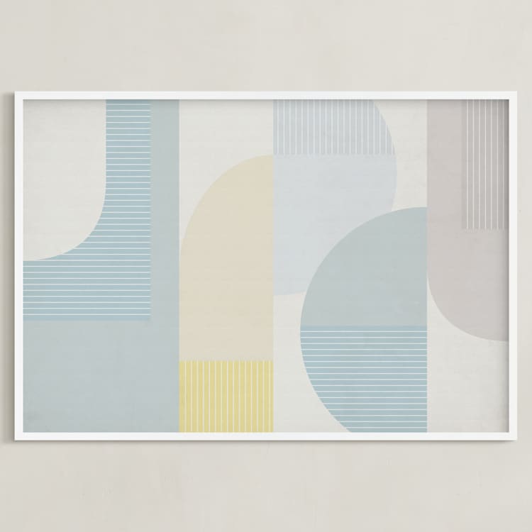 "Hustle Bustle" - Art Print in Neutral Natural by Jennifer Morehead - Framed