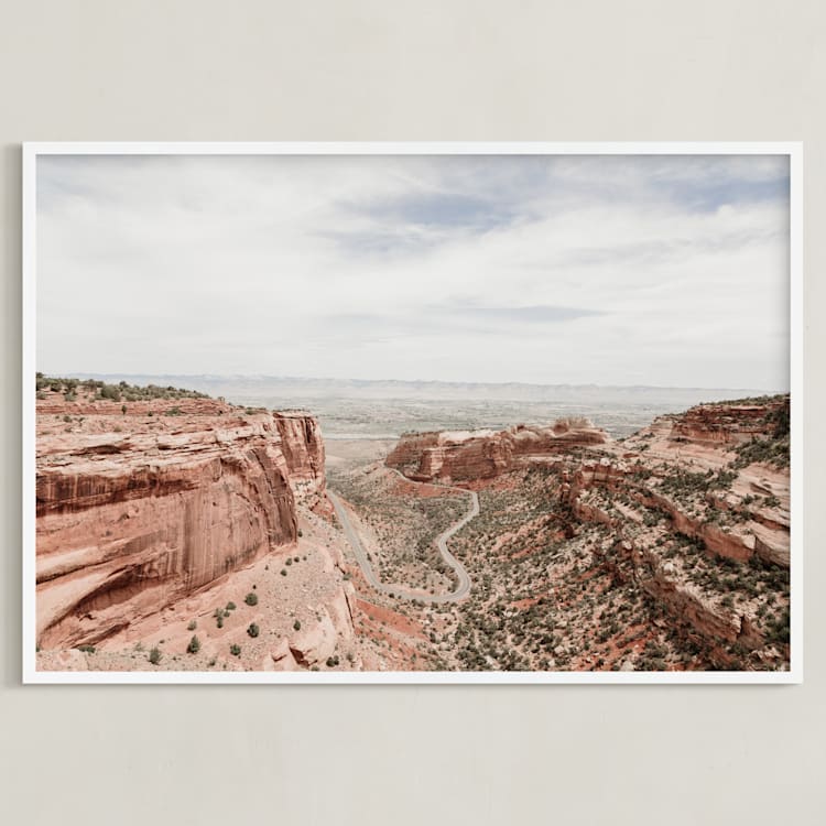 "Desert Horizon" - Art Print in Sand by Jamie Lollback - Framed