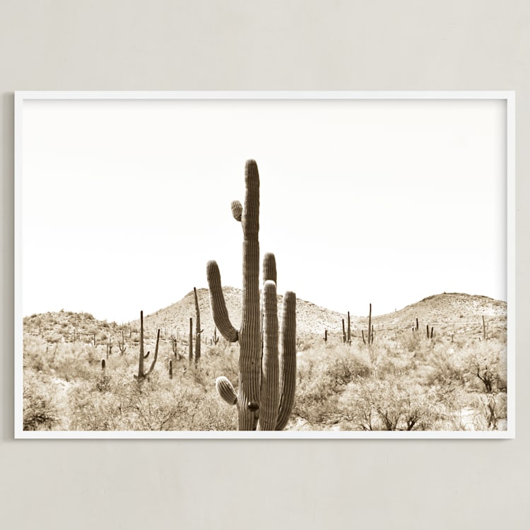 "Cacti V" - Art Print in Dust by Lisa Assenmacher - Framed