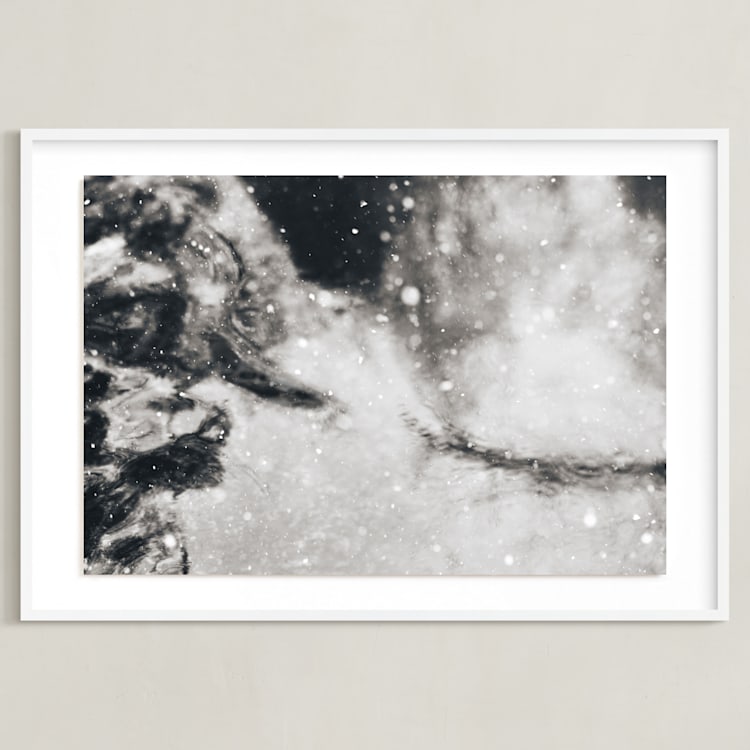 "At the Pond in Winter" - Art Print in Velvet Black by Jacquelyn Sloane Siklos - Framed