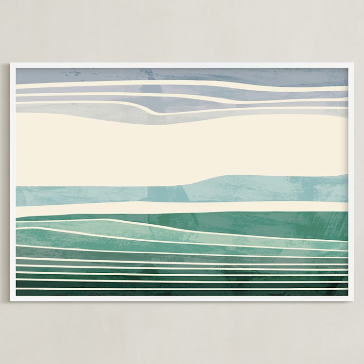 "Horizon 2" - Art Print in Aqua by Tatjana Koraksic - Framed