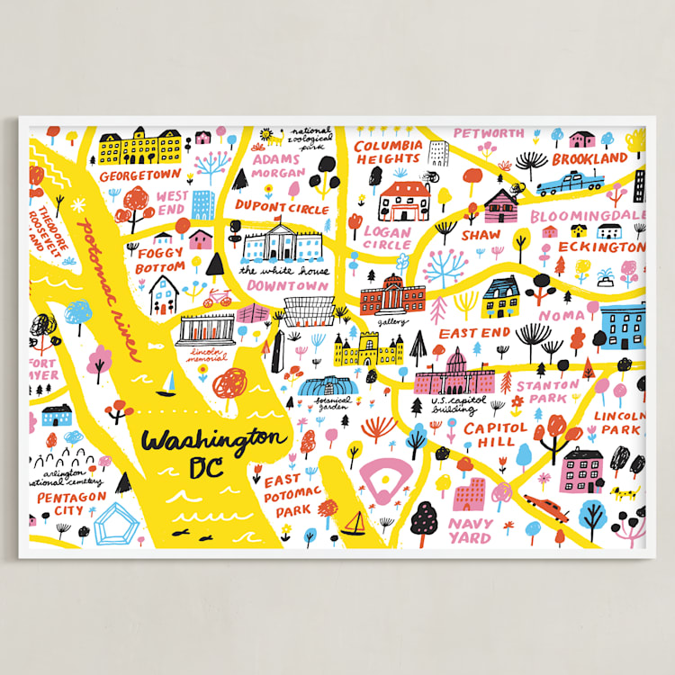 "I Love Washington D.C." - Art Print in Sunshine by Jordan Sondler - Framed