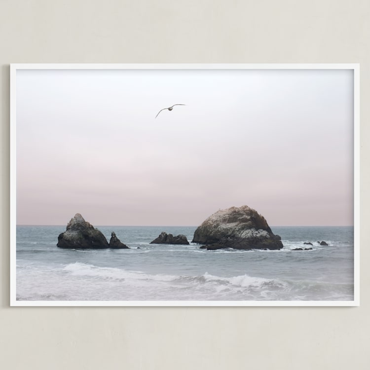 "California Seascape" - Art Print in Pacific Pastel by Wilder California - Framed
