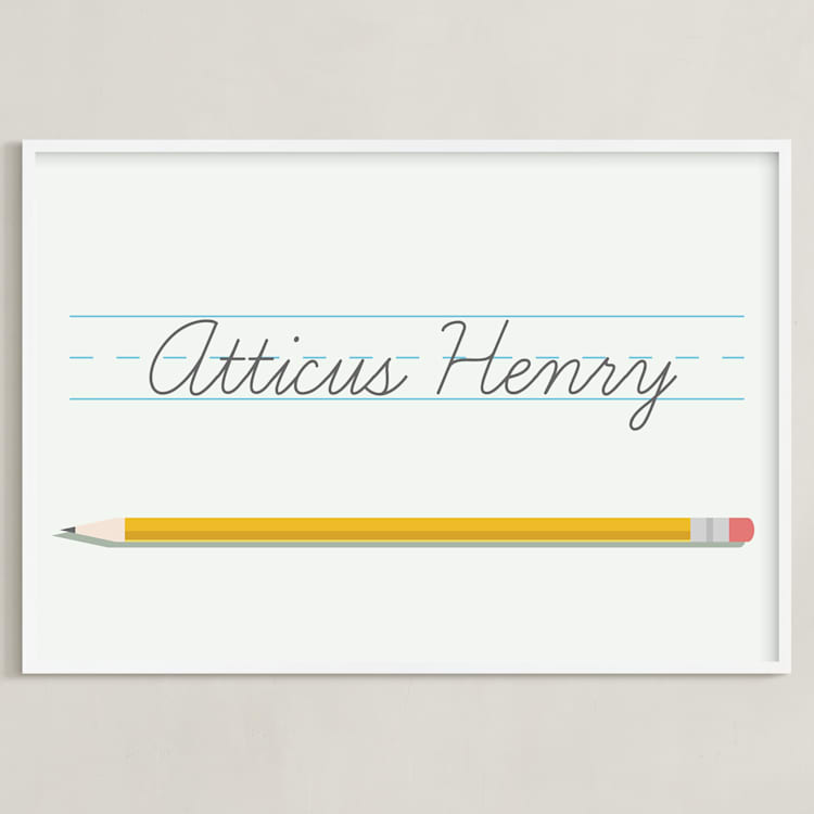 "The Write Stuff" - Personalized Art Print in Mint by Sarah Cohn - Framed