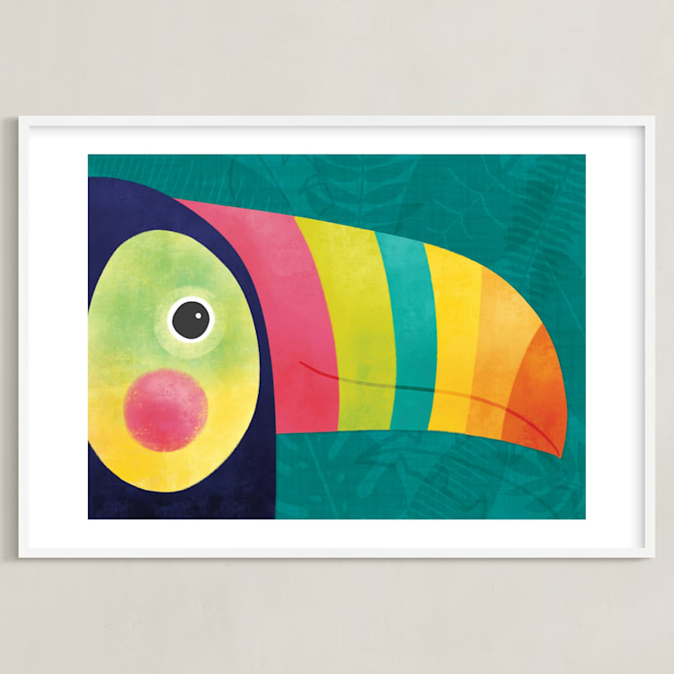 "Here's Looking At You" - Art Print in Toucan Teal by Noonday Design - Framed