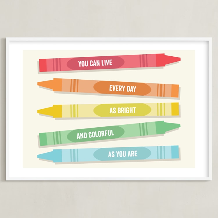 "Colorful Crayons" - Art Print in Rainbow by Sarah Cohn - Framed