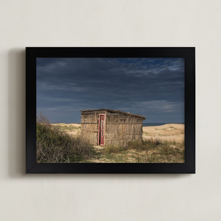 "The ocean shed" - Art Print in Tan by Lucia Coppola - Framed