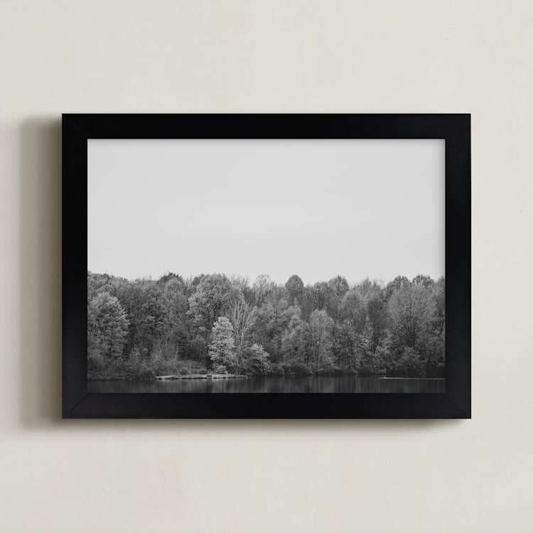 "lake side" - Art Print in Black and white by Robin Ott - Framed