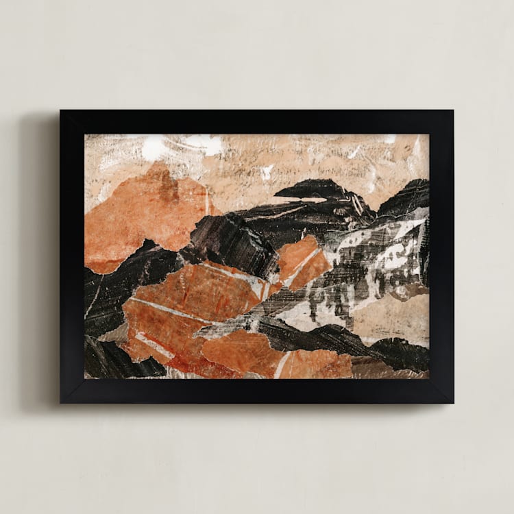 "On the Rocks" - Art Print in Papaya by Courtney Crane - Framed