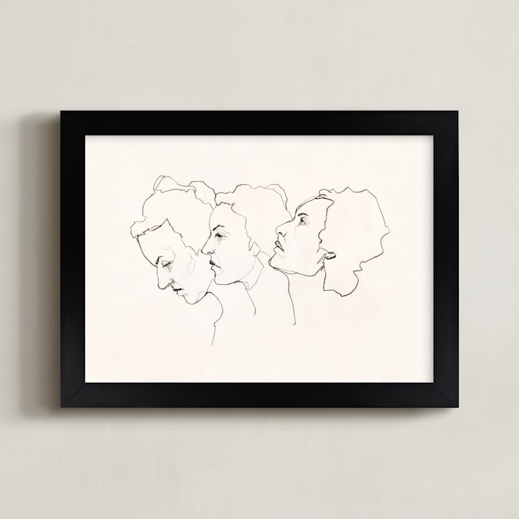 "Three Faces" - Art Print in Eggshell White by Kirsta Benedetti - Framed
