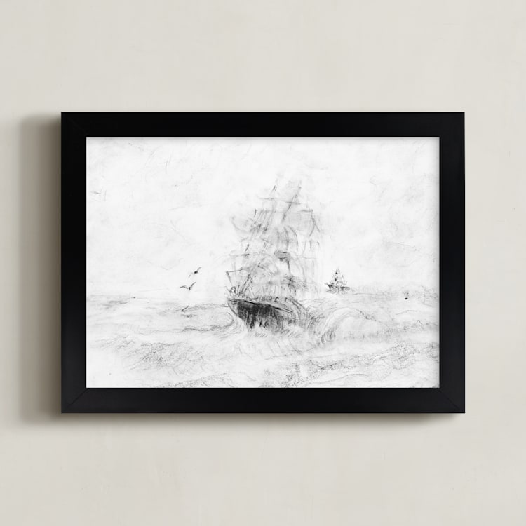 "Seaworthy" - Art Print in charcoal by Ramnik Velji - Framed