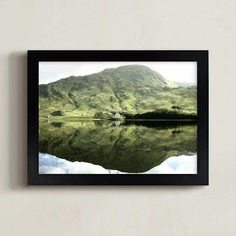"Green Reflections Connemara Ireland" - Art Print in moss green by Eva Marion - Framed
