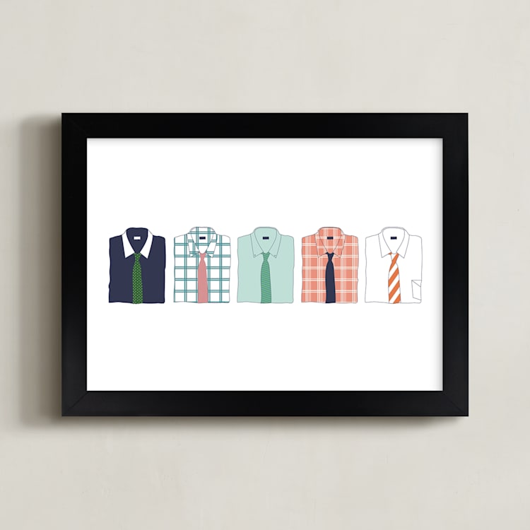 "Those Stylish Men" - Art Print in Mint by Dana Beckwith - Framed