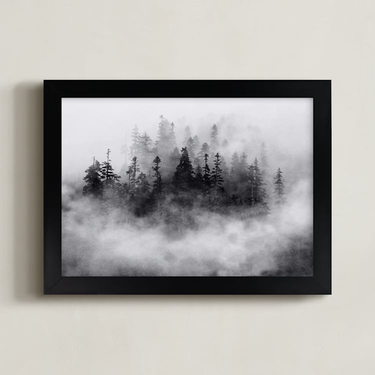 "Lost in the Fog" - Art Print in White Shades by A MAZ Design - Framed