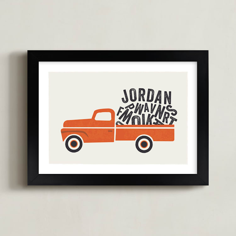 "Heavy Load" - Personalized Art Print in Tangerine by Karidy Walker - Framed