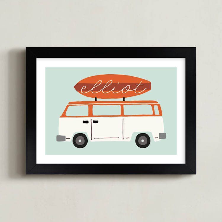 "surfboard" - Personalized Art Print in wave by JeAnna Casper - Framed