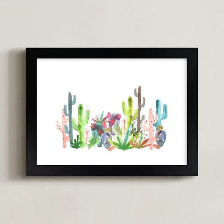 "Cactus Jungle" - Art Print in Jungle Fresh by Holly Royval - Framed