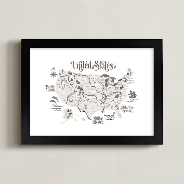 "Pirate Map" - Art Print in Ahoy by Jessie Steury - Framed