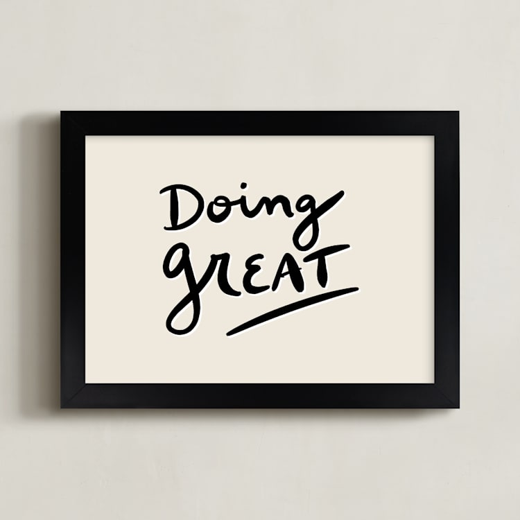 "Doing Great" - Art Print in Off White by Erika Firm - Framed