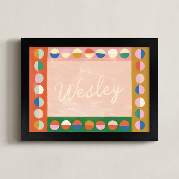 "Wesley" - Personalized Art Print in Blush by Sierra Lee - Framed