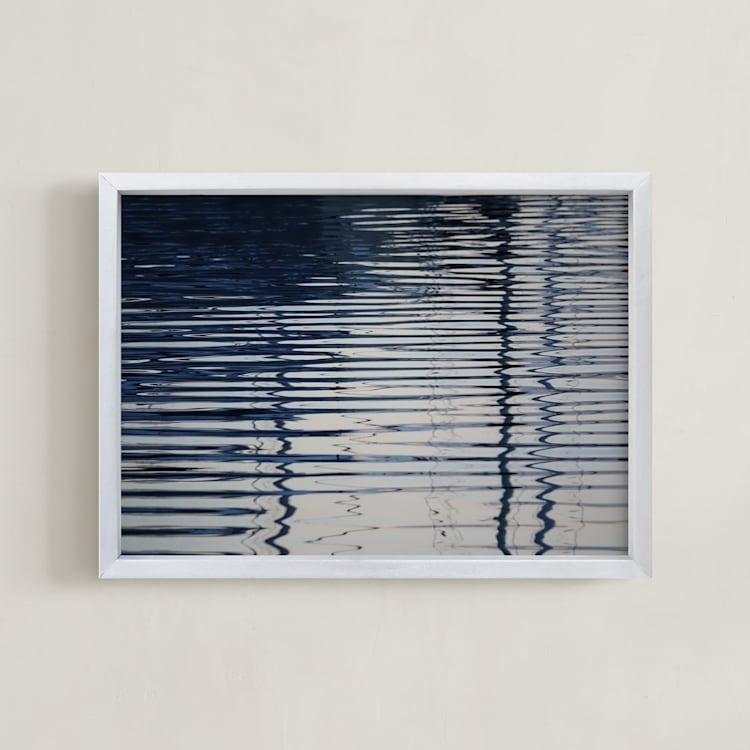"Looking Glass" - Art Print in watery indigo blue by Sea and Sky - Framed