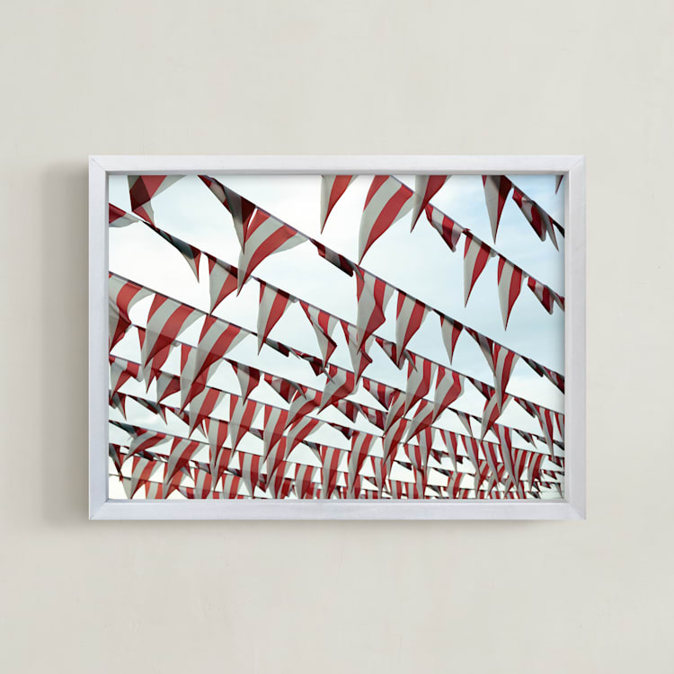 "Buntings" - Art Print in Carnival Red by KareneIsabelle - Framed
