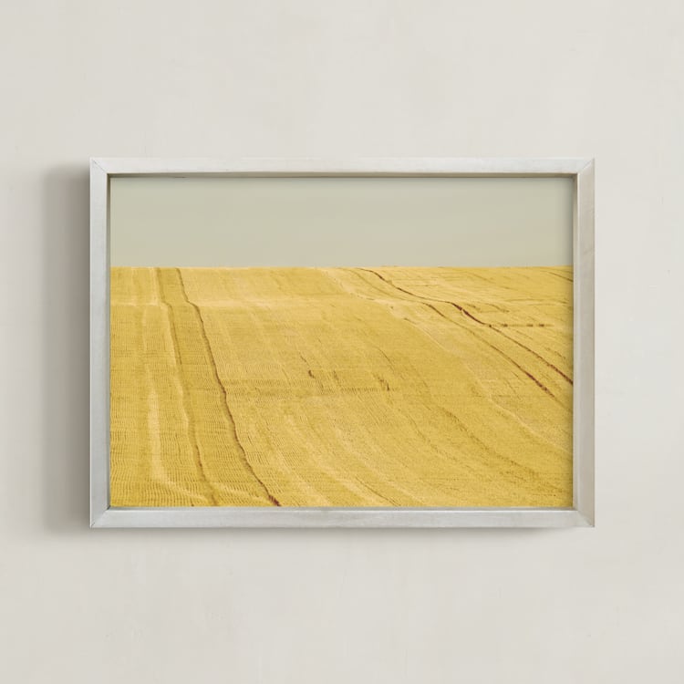 "Sunny field" - Art Print in Yellow field by Lying on the grass - Framed