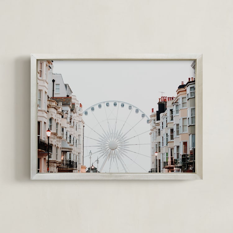 "Down the Street" - Art Print in Coastal Fog by Annie Montgomery - Framed