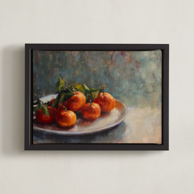 "Oranges on a Plate" - Art Print in Clementine by Wendy Keller - Framed Canvas