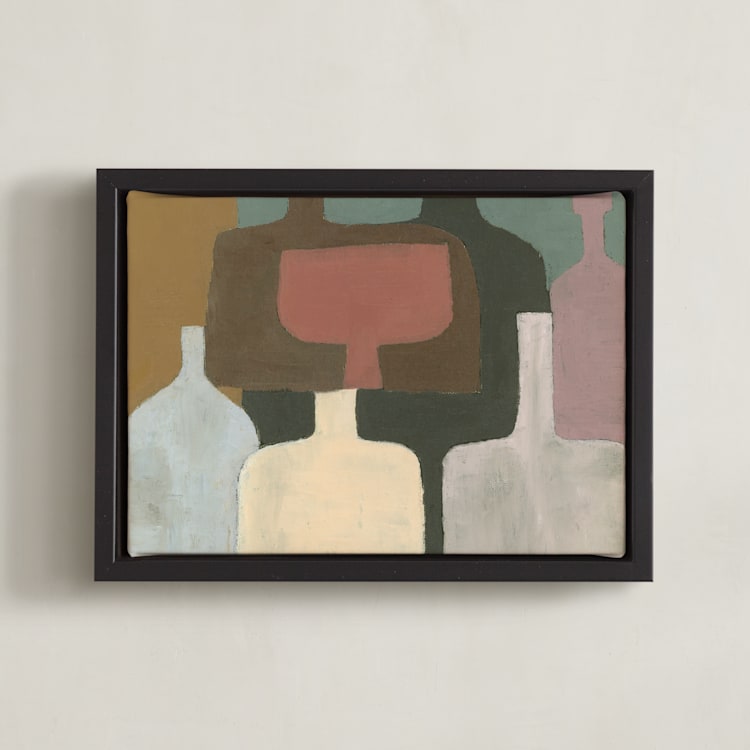 "Vessels on Display 1" - Art Print in Cream Vessel by Bethania Lima - Framed Canvas