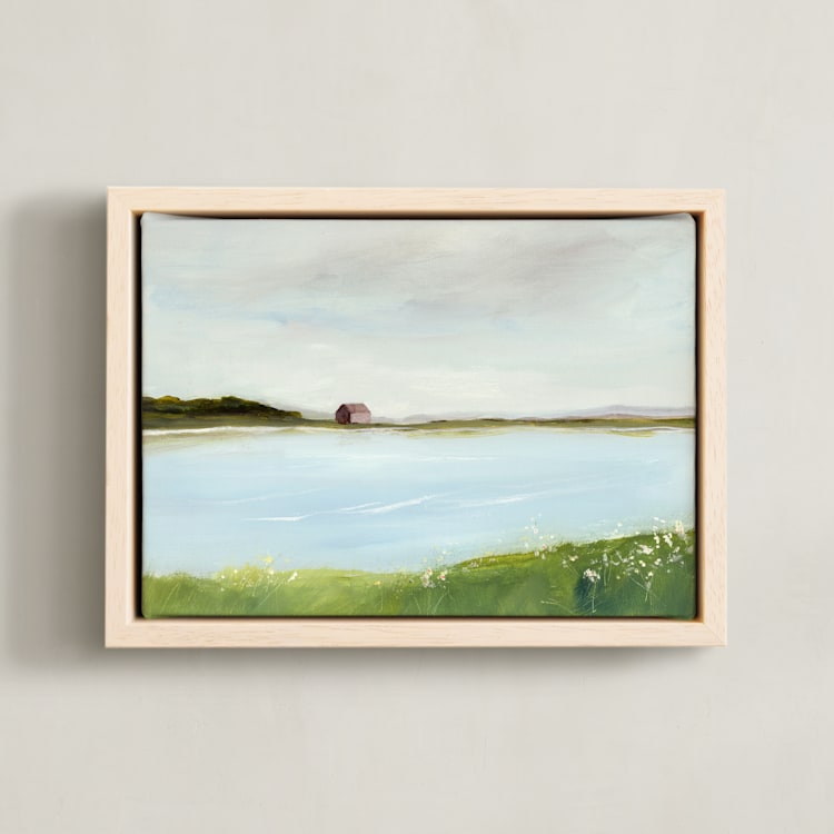 "House on the Lake" - Art Print in Bluebell by Lindsay Megahed - Framed Canvas
