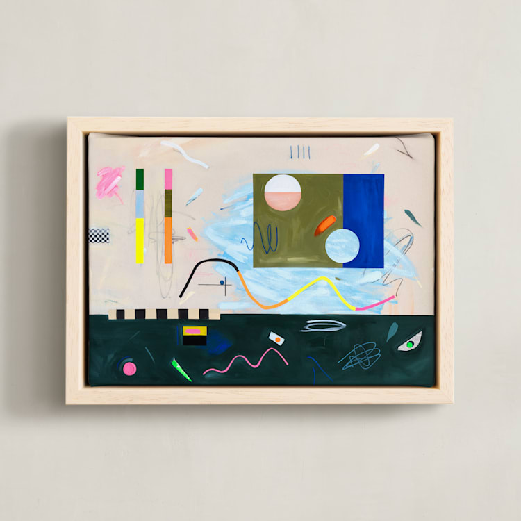 "Circle Back to Square One" - Art Print in Cobalt by Keren Toledano - Framed Canvas