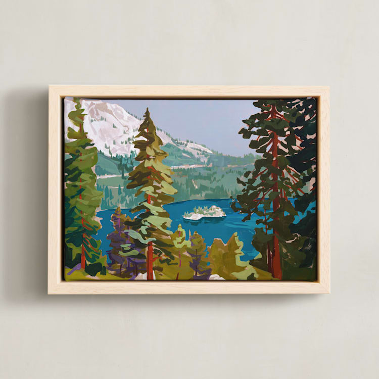 "Bright Ascent, 1" - Art Print in Lake Blue by Jess Franks - Framed Canvas