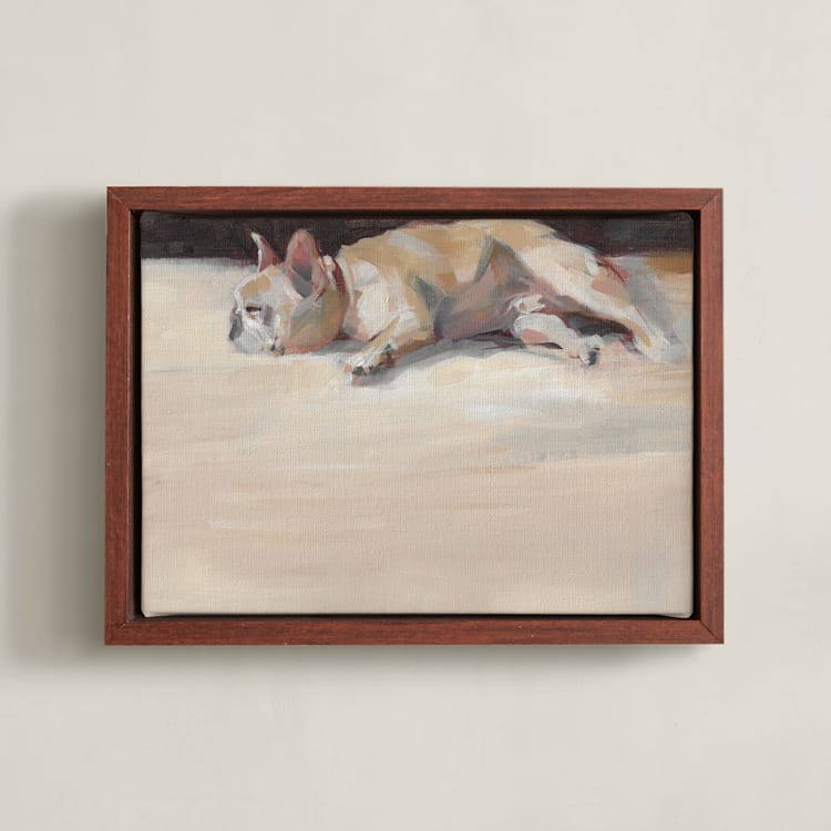 "Musing" - Art Print in Light Cream by jinseikou - Framed Canvas
