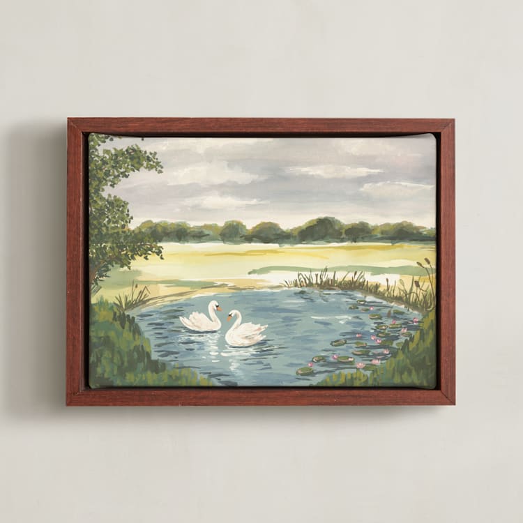 "Dreamy Pond" - Art Print in Lake by Teju Reval - Framed Canvas
