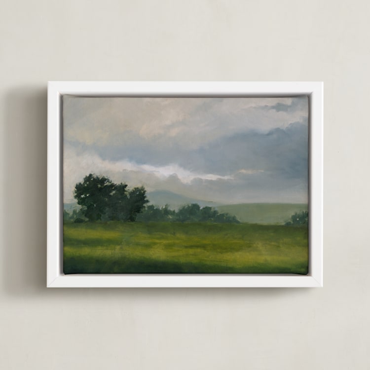 "Broken Clouds" - Art Print in Stormy Green by Stephanie Goos Johnson - Framed Canvas