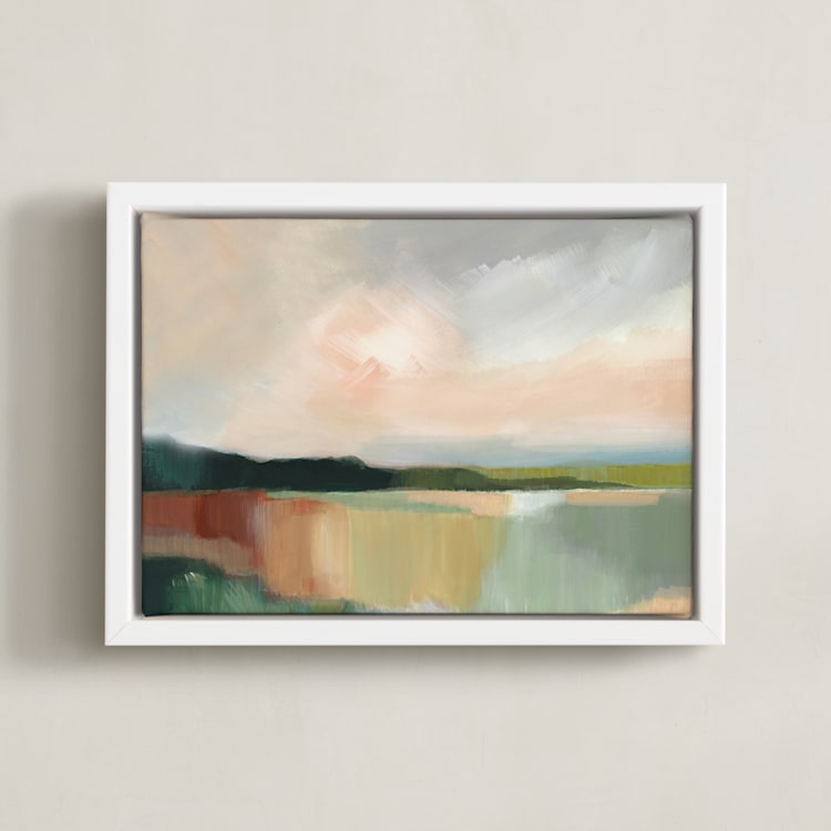 "Daylight Sun" - Art Print in Sunny Green by AlisonJerry - Framed Canvas