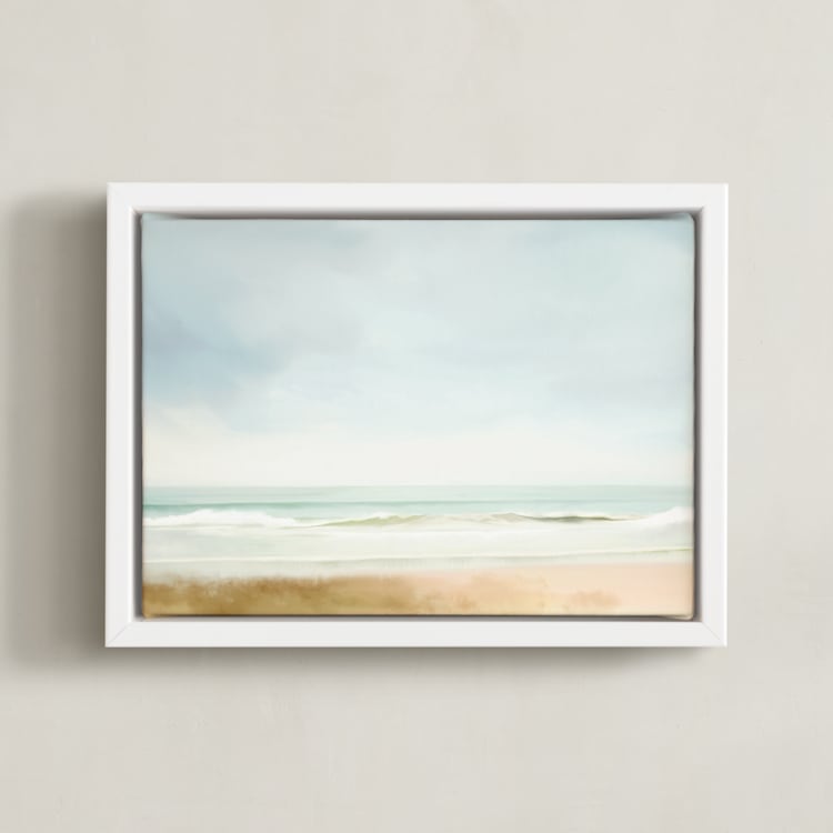 "Carefree" - Art Print in Aqua Blue by Amy Hall - Framed Canvas