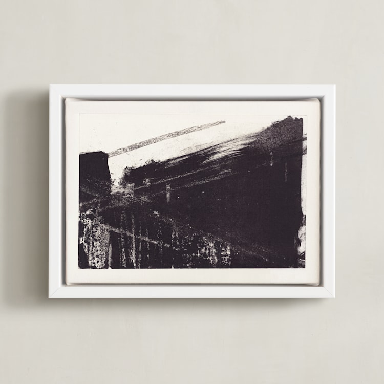 "Modern Lithograph" - Art Print in Black, Brocken White by Marta Crea - Framed Canvas