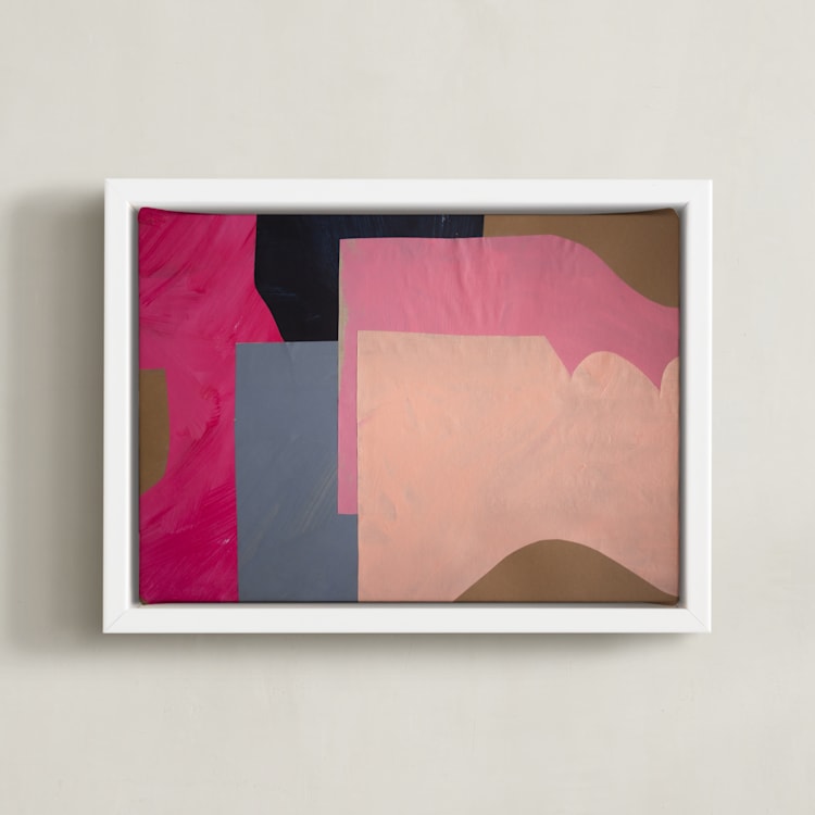 "Pink Lands" - Art Print in Hot Pink by cyrille gulassa - Framed Canvas