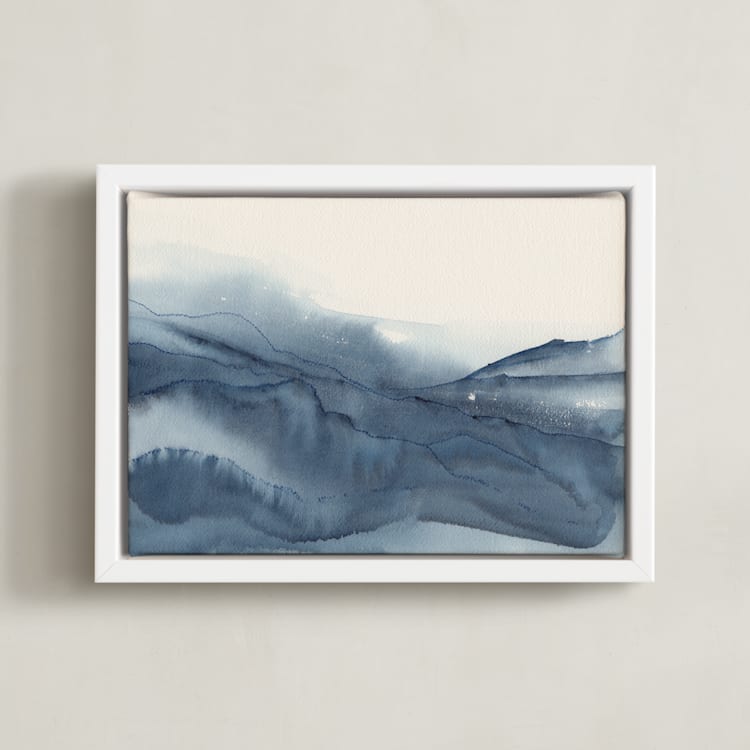 "Atmospheric Blue" - Art Print in Indigo Blue by Isabel Aguilar Alonso - Framed Canvas