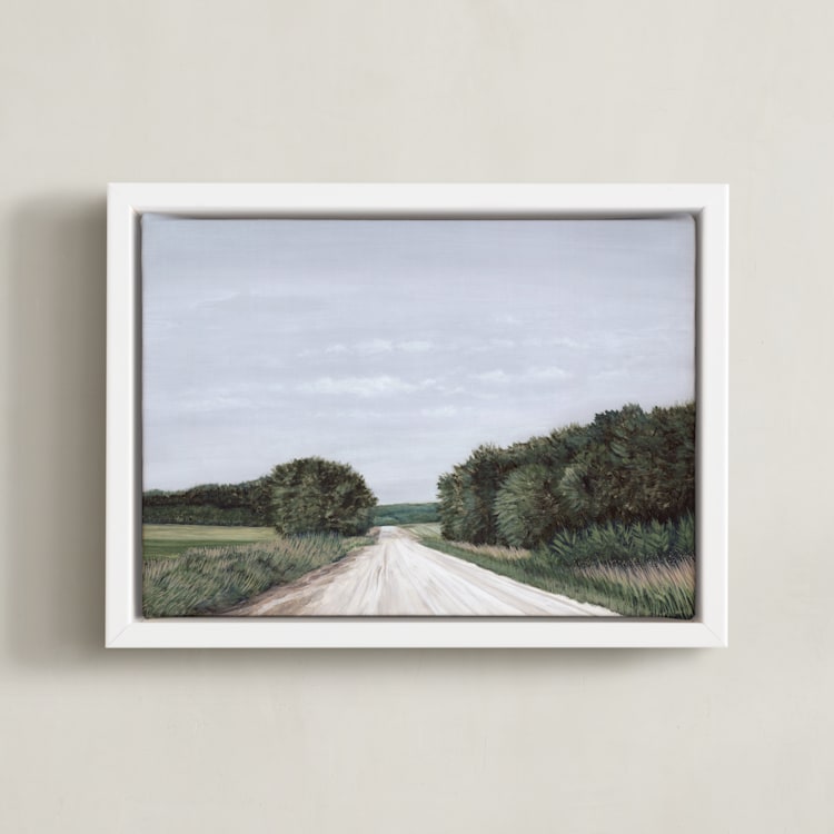 "Backroad" - Art Print in Field Green by Hettie Roberts - Framed Canvas
