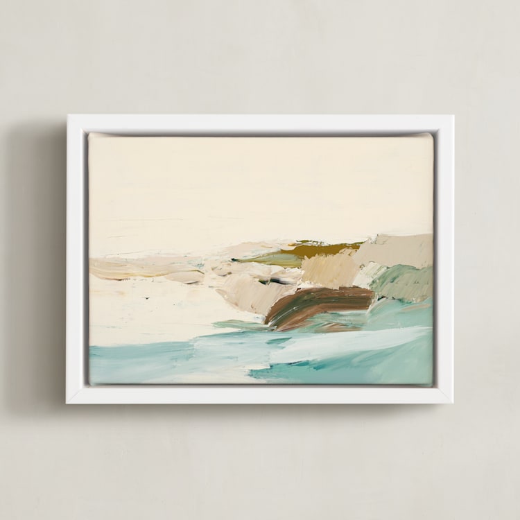 "Tidepools" - Art Print in Creamy Yellow Beige by Caryn Owen - Framed Canvas