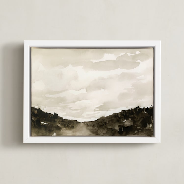 "Field" - Art Print in Mushroom by Kate Ahn - Framed Canvas