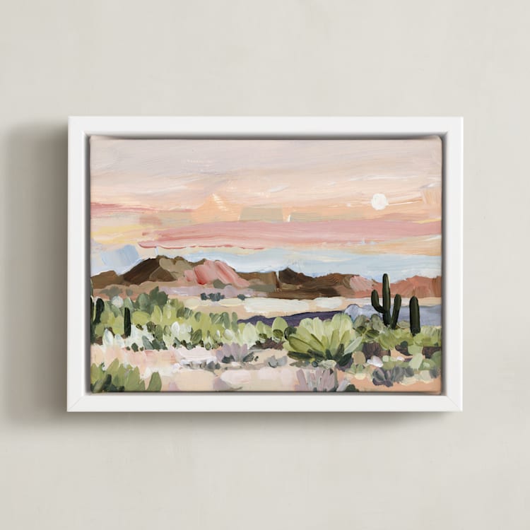 "Arizona Desert Sunset" - Art Print in Dusty Rose by Shina Choi - Framed Canvas
